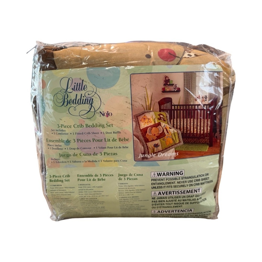 NoJo Little Bedding Jungle Dreams 3 Piece Crib Set Safari Animals NEW